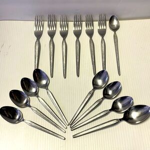 VTG- Royalton MCM Stainless Steel Flatware 15 Pc BUNDLE.  Forks & Spoons